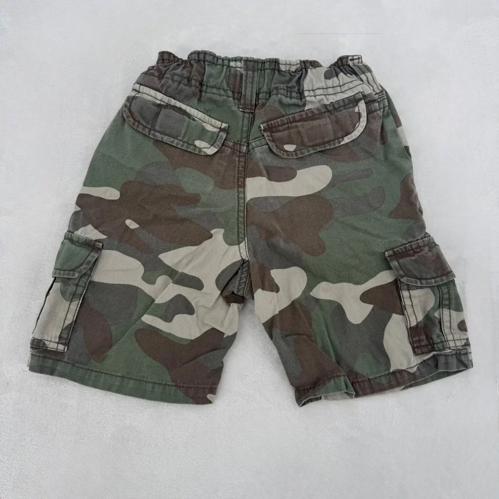 OshKosh B'gosh 2010 Kids Camo Cargo Shorts Green Brown Size 3T Adjustable Waist